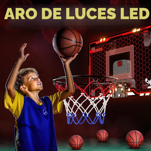 Miniatura 4 de HopeRock Indoor Basketball Hoop for Kids, Over The Door Mini Basketball Hoops, with LED Light, Scoreboard, Birthday Toys Gifts for 5 6 7 8 9 10 11