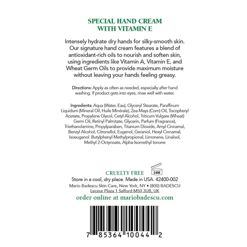 Miniatura 2 de Mario Badescu Crema de manos con vitamina E para manos secas y agrietadas, hidratante, ligera y de rápida absorción, ideal para todo