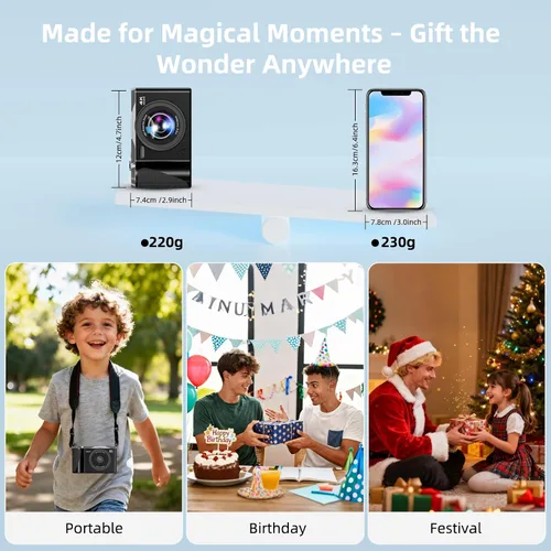 Miniatura 7 de Cámara digital 4K para fotografía, cámara de enfoque automático de 56 MP con pantalla abatible de 180° de 3 pulgadas, cámara compacta de viaje