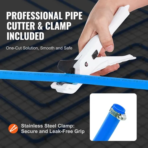 Miniatura 5 de VEVOR PEX Pipe - Tubo flexible PEX-B de 1/2 pulgada, barrera sin oxígeno de 300 pies para agua potable, para agua caliente/fría y fácil de Azul