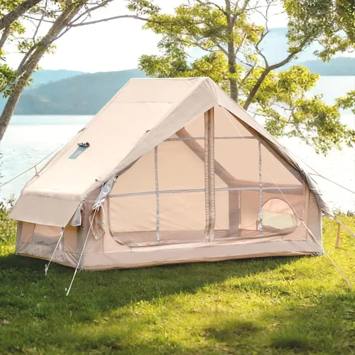 Miniatura 14 de Inflatable Camping Tent with Hand Pump Waterproof Outdoor Blow up Tent 2-8 Person Oxford 4 Season Glamping Air Tent Cabin House with Mesh Windows &