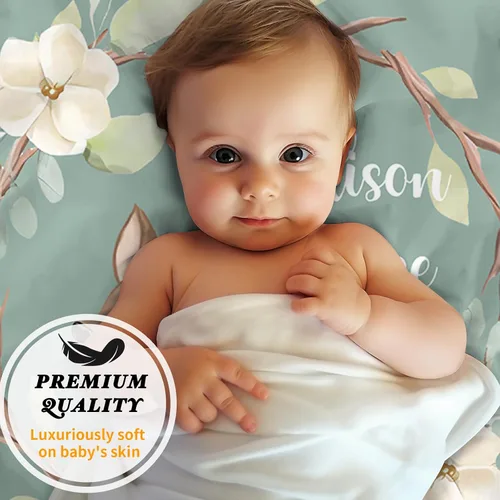 Miniatura 4 de Sábanas verdes personalizadas para cuna, sábana bajera ajustable de bebé con nombre personalizado para funda de colchón de cuna estándar, paquete