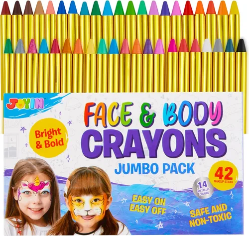 42 piezas de crayones de pintura para cara y cuerpo, kit de pintura facial XL seguro y no tóxico Paquete de fiesta definitivo que incluye 14 colores