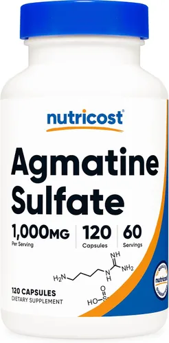 Nutricost - Sulfato de Agmatina 1000 mg, 120 cápsulas - Sin gluten, sin OMG, 500 mg por cápsula