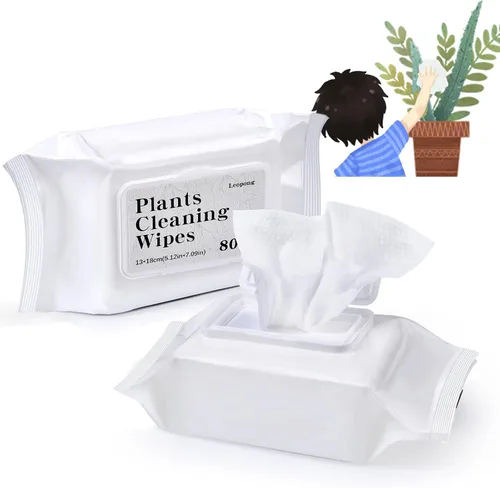 Leopong Toallitas de limpieza de plantas, limpiador de hojas para plantas de interior, 80 toallitas