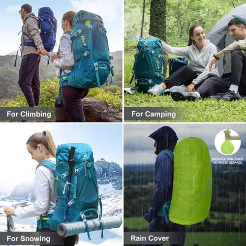 Miniatura 6 de N NEVO RHINO - Mochila de senderismo con marco interno 50, 60, 65, 70 y 80 L, mochila impermeable para escalar, camping, con cubierta de lluvia 07