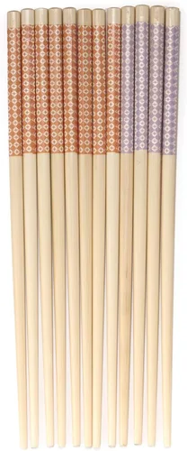 Miniatura 15 de BambooMN Palillos japoneses reutilizables de bambú premium, estampado floral, 9.5 pulgadas, color azul, 6 pares