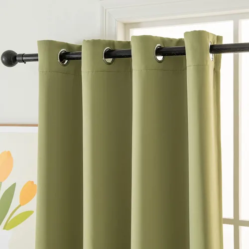 Miniatura 4 de Pickluc 2 paneles de cortinas opacas con ojales de 96 pulgadas de largo, cortinas de ventana con bloqueo de luz para sala de estar, aislamiento