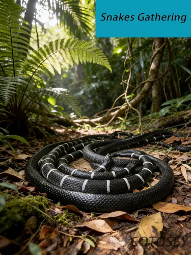 Miniatura 6 de Serpiente de goma de 53 pulgadas, juguete realista de serpientes falsas para bromas del día de los inocentes, Halloween (a rayas)