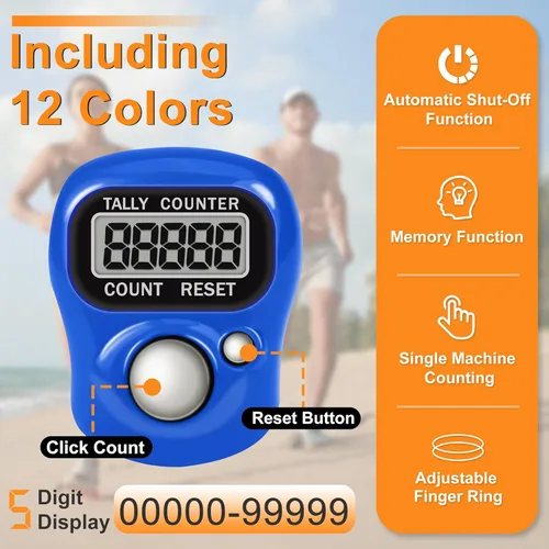 Miniatura 2 de Contador electrónico de dedo con pantalla LCD de 5 dígitos para hacer punto, regazo, contador de mercancías, golf