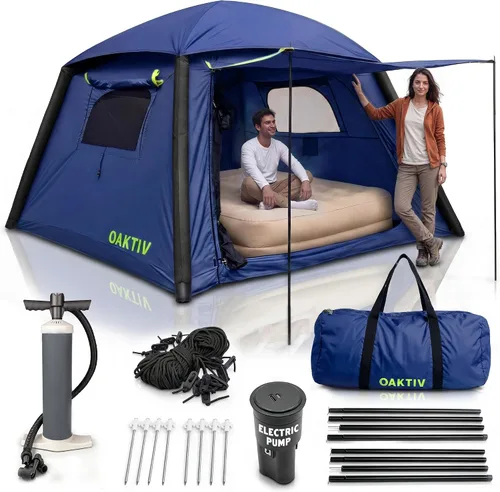 Miniatura 13 de Oaktiv CloudCamp - Tienda de campaña inflable para 6 personas con protección UV, tela Oxford impermeable, tienda de campaña glamping