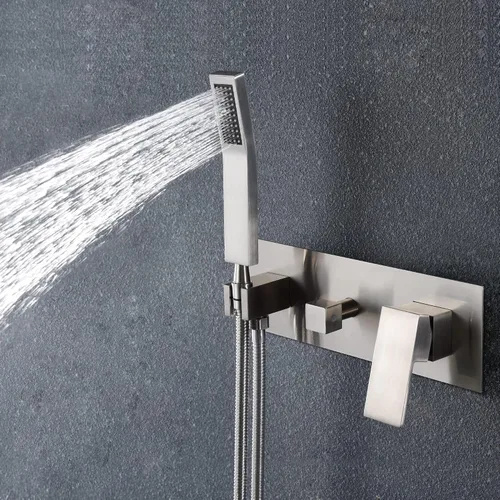 Miniatura 5 de SUMERAIN Sistema de ducha de lluvia de níquel cepillado con ducha de mano, sistema de cabezal de ducha de equilibrio de presión con válvula áspera