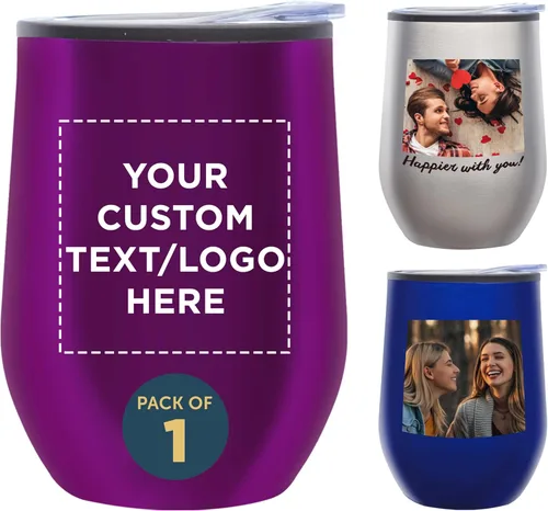 Miniatura 7 de DISCOUNT PROMOS Vasos de vino personalizados sin tallo de 12 onzas, juego de 6/12/24, paquete a granel personalizado, aislados, perfectos para vino