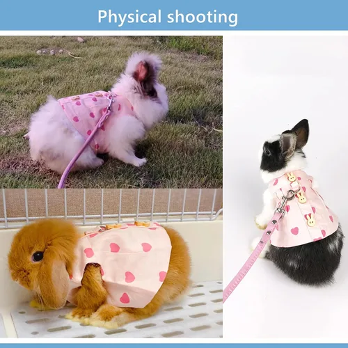 Miniatura 6 de Ropa de conejillo de indias, arnés de conejo, ropa de conejo de hurón con arnés de conejo para mascotas y correa, mini bolsa para sombrero, lindo