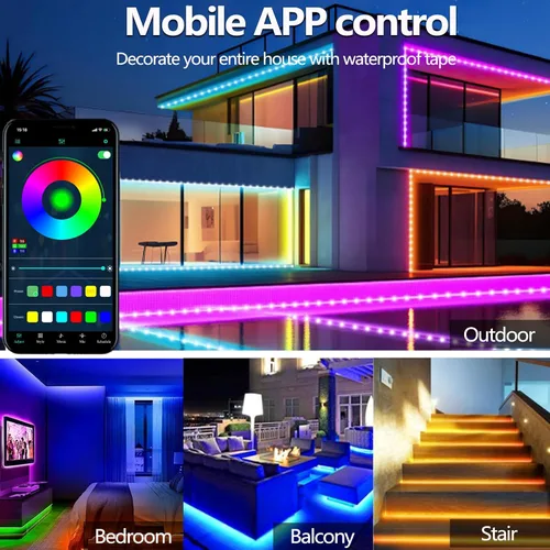 Miniatura 2 de Tira de luces LED de 16.4 pies IP68 impermeable para exteriores, alimentación por USB de 5 V, sincronización de música, Bluetooth APP/RF, luces