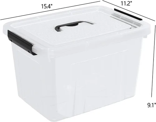 Miniatura 2 de Contenedor de plástico transparente de 18 cuartos de galón con tapas, caja de pestillo con asa, 4 paquetes