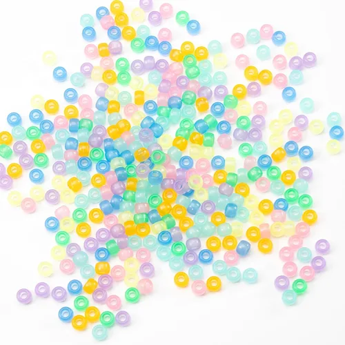 Miniatura 3 de Gxueshan 1000 piezas cuentas de acrílico Pony de 9 colores 6 x 9 mm a granel que brillan en la oscuridad para collar, pulsera de la amistad, trenzas