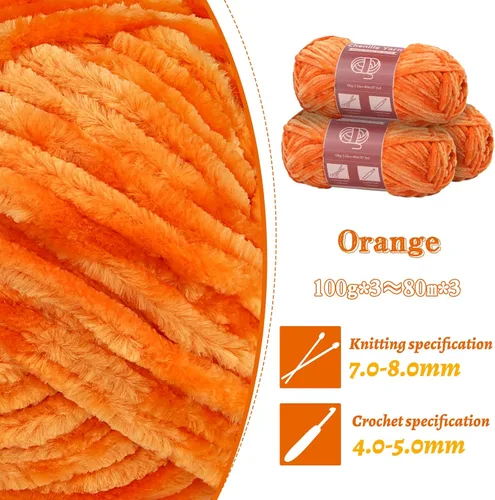 Miniatura 3 de Hilados de chenilla de LUNARM para crochet, tejer, 3 madejas de 240 metros de hilo grueso suave y voluminoso para tejer mantas, ropa y creaciones