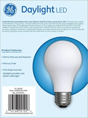 Miniatura 3 de GE Bombillas LED, 60 vatios, luz diurna, A19 (paquete de 4)
