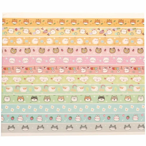 Miniatura 3 de Juego de cinta adhesiva lindas mascotas 18 rollos de cinta decorativa de oro delgado para manualidades, bricolaje, diarios, planificadores, álbumes