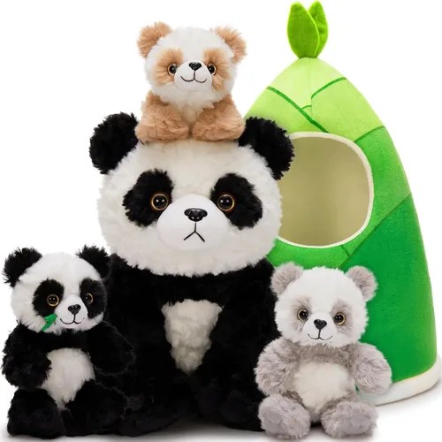 Miniatura 30 de Tezituor Juego de 5 lagartos de peluche realistas con bebés, 26.4 pulgadas, gran peluche de dragón barbudo, juguete de juguete para niños