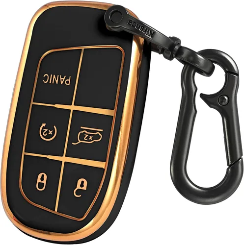 Miniatura 8 de Funda para llavero Jeep con llavero de metal, carcasa de llave dorada de TPU suave de 5 botones, compatible con llave de automóvil Grand Cherokee