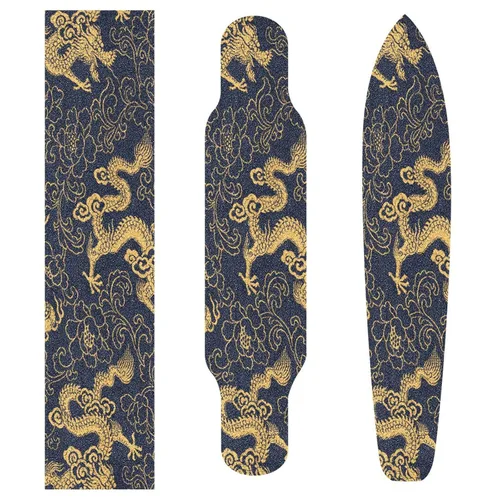 Miniatura 4 de Kigai Chinese Tattoo Gold Dragon - Cinta de agarre para patineta, papel de lija para patineta, 9 "x 33