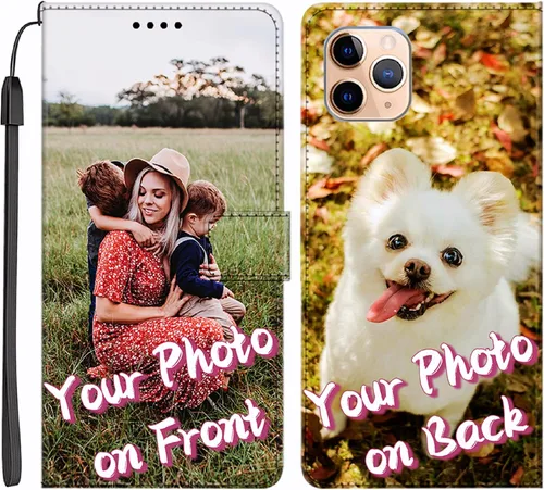 Miniatura 2 de Funda de piel sintética con función atril y tapa abatible para Apple iPhone 7 8 Plus SE XR XS 11 12 13 14 15 16 Pro Max, personaliza la imagen