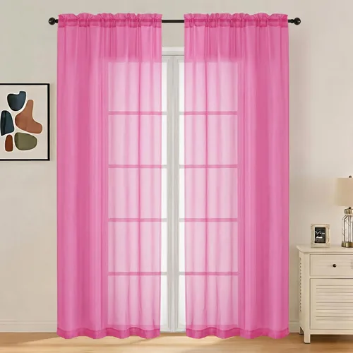 Miniatura 104 de LIVEKID Cortinas traslúcidas negras de cocina de 36 pulgadas de largo, cortinas cortas filtrantes de luz, 2 paneles de gasa aireada, texturizadas