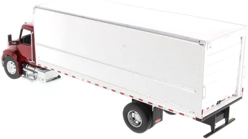 Miniatura 7 de Diecast Masters Modelo Peterbilt 536 a escala 1:32 con carrocería de camioneta de firma suprema Serie Tranport Cabina roja y cuerpo blanco