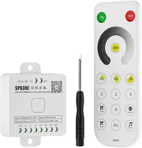 Miniatura 9 de BTF-LIGHTING RB3 2.4G Mando a distancia inalámbrico táctil RF para tira de luces LED RGB RGBW de persecución SPI, control de 4 zonas compatible