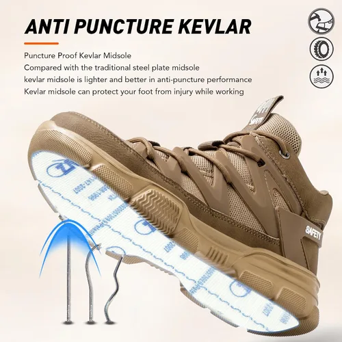 Miniatura 3 de Zapatos de punta de acero para hombres y mujeres, zapatos de trabajo indestructibles, ligeros, cómodos, de seguridad, antideslizantes, zapatos