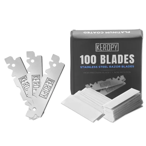 Miniatura 11 de Cuchillas de afeitar de seguridad KEROPY 100 - Acero inoxidable súper afilado y suministro de por vida para un afeitado suave, selladas