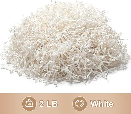 Miniatura 4 de Wowxyz Papel de corte arrugado de 2 libras, papel triturado de color blanco arrugado – Caja de regalo, cesta de relleno de bolsa, relleno de confeti