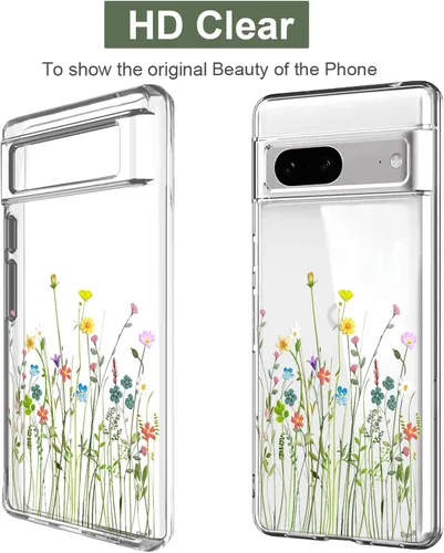 Miniatura 6 de Unov - Funda compatible con Pixel 7, diseño transparente, TPU suave, absorción de impactos, delgada, patrón labrado, cubierta protectora trasera