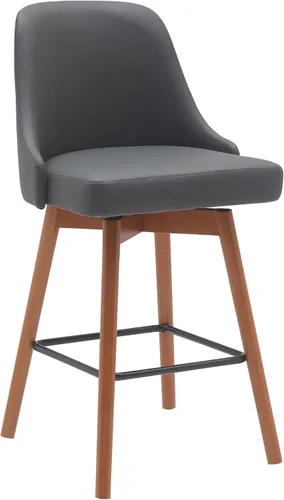 Miniatura 25 de Armen Living Sicily Modern Farmhouse Taburete giratorio de madera negra de 30 pulgadas de altura de asiento para encimera de isla de cocina en tela