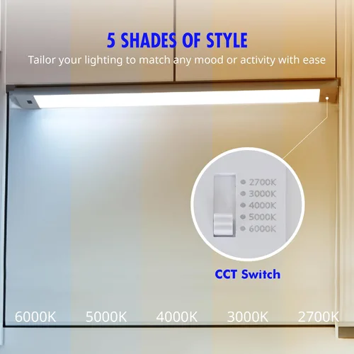 Miniatura 3 de La iluminación LED para debajo del gabinete de 24 pulgadas tiene sensor de onda manual, atenuación continua, 5 CCT, delgada y compacta, luz