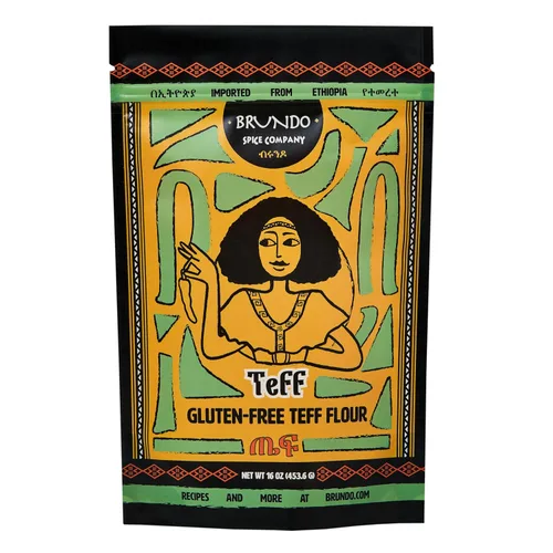Brundo Ethiopian Spice Company | Harina de Teff sin gluten | Grano de Teff etíope en polvo auténtico seleccionado y procesado | Cosechado e