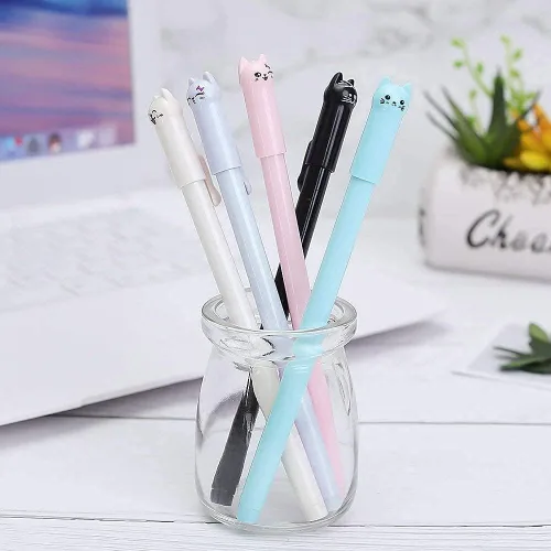 Miniatura 3 de sencoo Lindos bolígrafos kawaii para niñas, bolígrafos de gel de 0.020 in, bolígrafos de gel negros para suministros escolares de oficina (12 gatos)