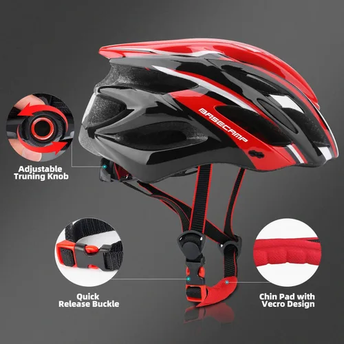 Miniatura 7 de Basecamp Casco de bicicleta para mujeres y hombres con luz LED de seguridad extraíble, visera solar, casco de bicicleta ligero, ajustable