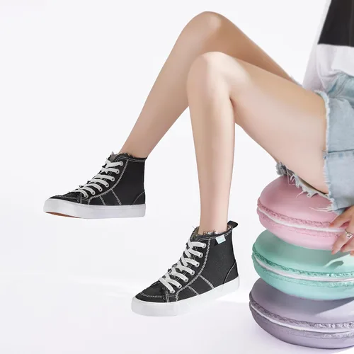 Miniatura 85 de Obtaom Zapatos de lona de alta calidad para mujer/hombre para jugar a media pantorrilla, zapatillas de deporte de moda casuales con cordones de alta