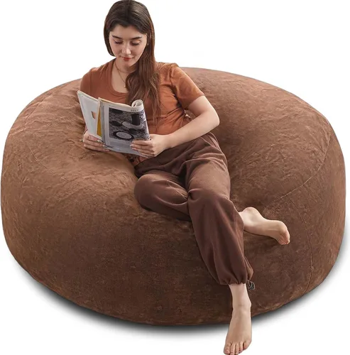 Miniatura 16 de LKD Puf para adultos, 4 pies, puf con relleno, de espuma viscoelástica, puf de felpa, adecuado para dormitorio, balcón, juegos, ocio, lectura
