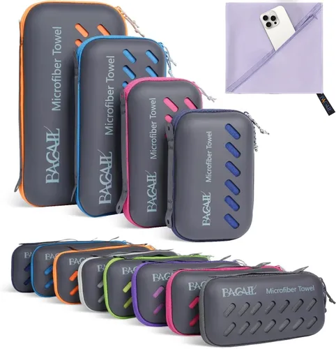 Miniatura 11 de BAGAIL - Toalla de camping con funda de EVA, toalla de viaje de microfibra compacta y ultrasuave, toalla de viaje súper absorbente y ligera de Gris