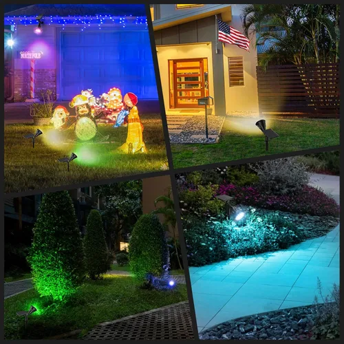 Miniatura 6 de Focos Solares Al Aire Libre Cambio De Color, Luces De Mástil De Bandera Ajustables 180°, Luces De Jardín Solares Impermeables IP67, Luces De Pared