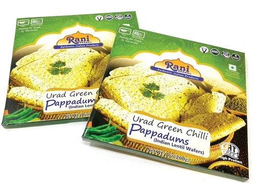 Miniatura 22 de Rani Pappadums (aperitivo de oblea de lentejas indias) Papad de pimienta negra, 7 onzas (7.05 oz) aproximadamente 15 unidades, 7 pulgadas, paquete