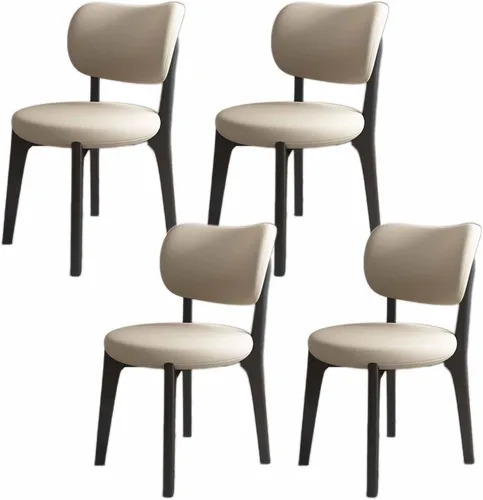 Miniatura 25 de Juego de sillas de comedor de madera modernas con respaldo curvado, sillas de cocina tapizadas con marco de madera, sillas laterales sin brazos