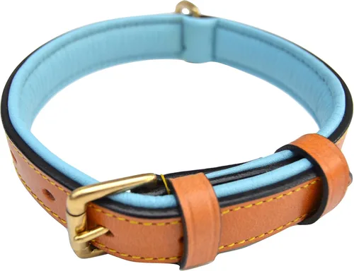 Miniatura 19 de Collares suaves al tacto, de cuero acolchado, collares de lujo para perro, L, Negro
