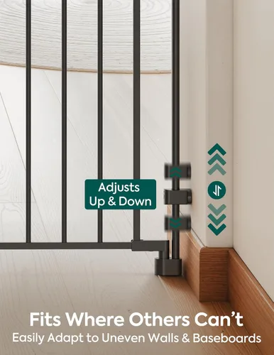 Miniatura 6 de Babelio Puerta de bebé extraíble y sin barra inferior, 29-43 pulgadas, 36 pulgadas de alto (requiere taladro), puerta de seguridad de cierre Negro