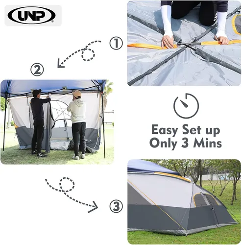 Miniatura 5 de UNP Cubo de Camping Carpa Lateral Emergente para Toldos de 10' x 10', Carpa de Fácil Instalación, Gazebo Gris (Toldo/REFUGIO NO Incluido)