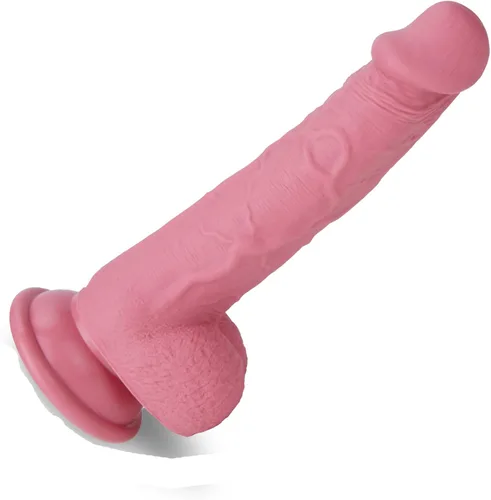 Miniatura 7 de Consolador de silicona transparente de 8.2 pulgadas con forma de confeti y base de succión acampanada para uso con manos libres, consolador flexible
